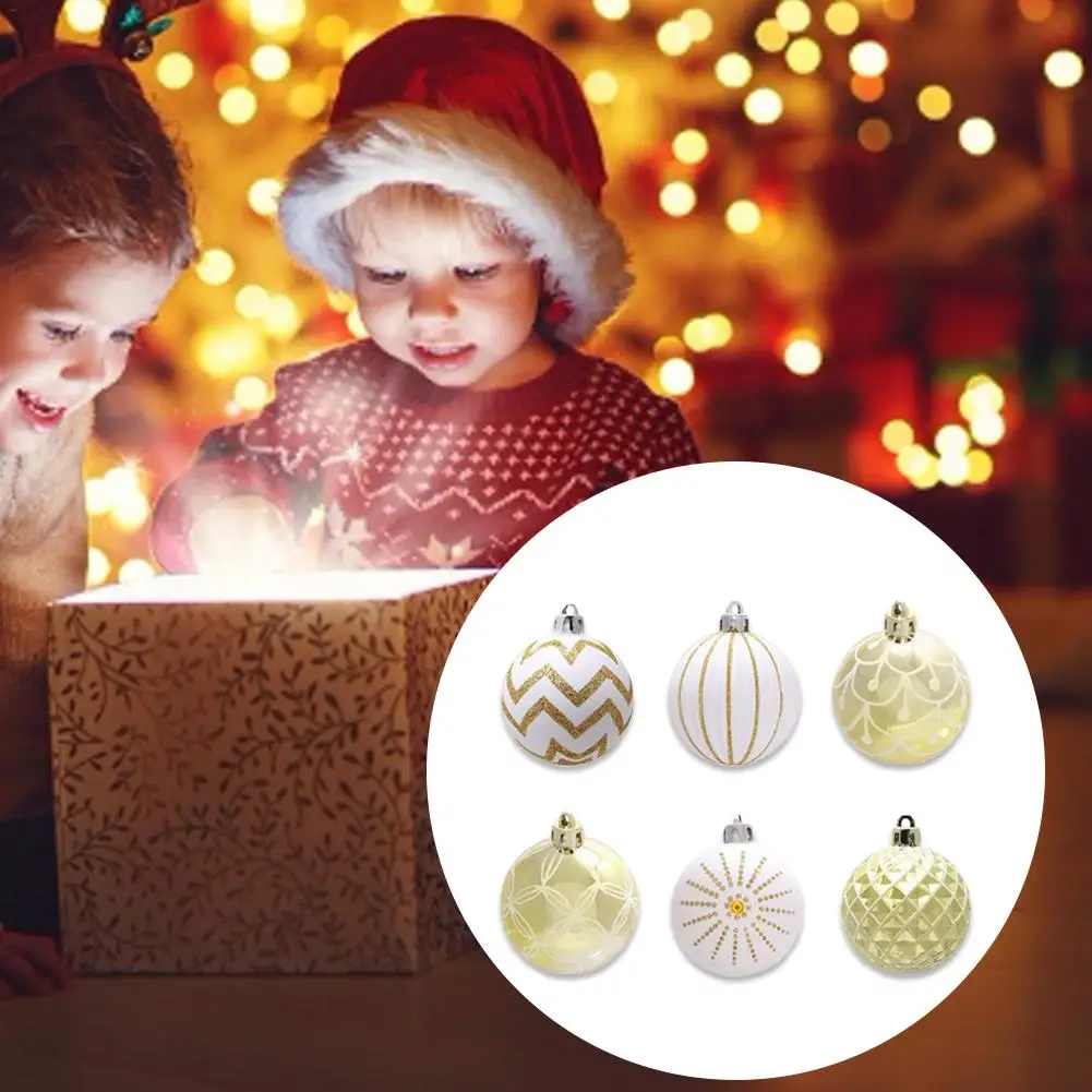 24PCS Christmas Decorations Drums Painted Christmas Ball 6CM Christmas Tree Ornament Supplies Decorative Ball for Home