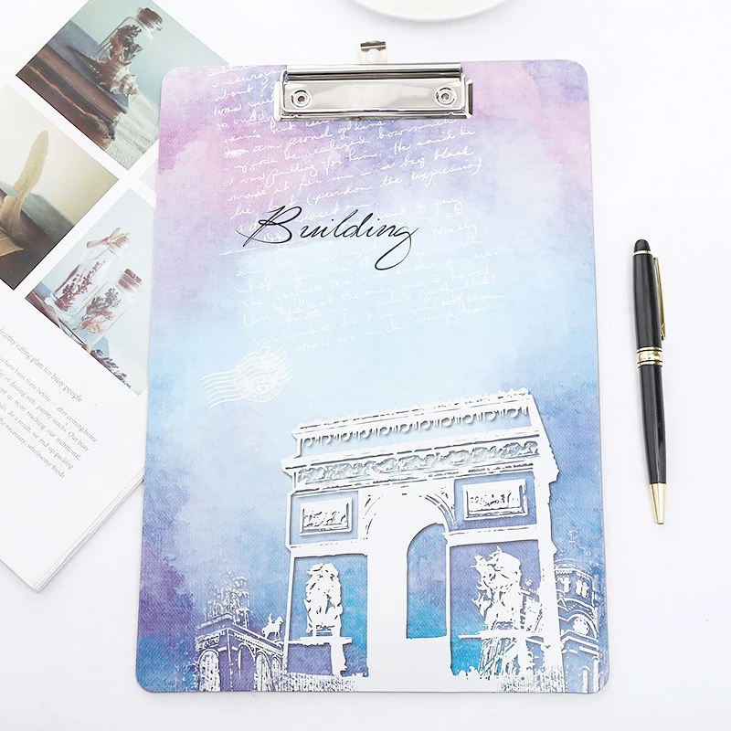 Triumphal Arch 1pcs Cute Wood Clipboard A4 A5 Writing Pad Wooden Clip Board Folder Office School Supply Item Paper Holder Storage Thing Stationary - Цвет: Triumphal Arch 1pcs