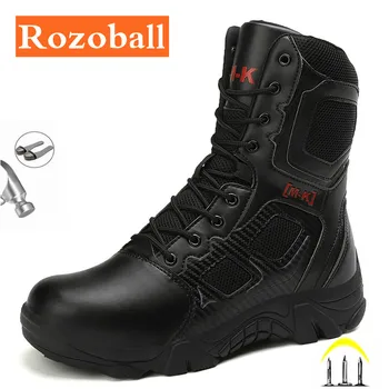 

Men Military Boots Large Size Safety Steel Toe Shoes Outdoor Men Safety Work Shoes Men Puncture-Proof Boot Dropshipping Rozoball