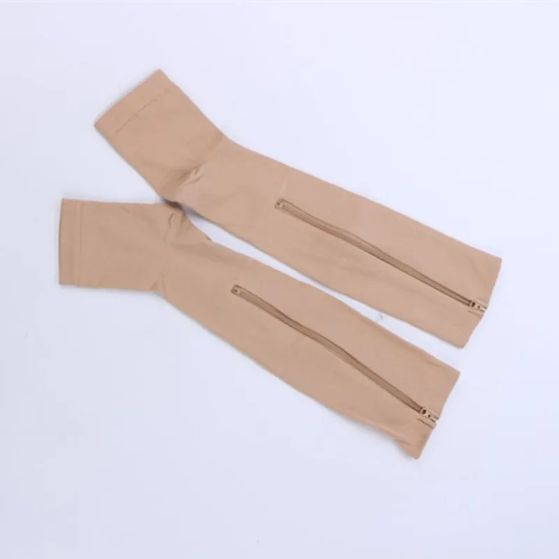 1 пара унисекс компрессионные носки с открытым носком до колена на молнии голени