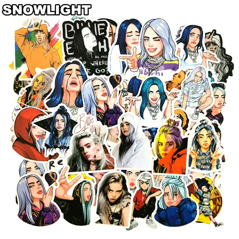 

50Pcs Billie Eilish Cartoon Sticker Waterproof For Suitcase DIY Laptop Guitar Skateboard Toy Lovely Stickers