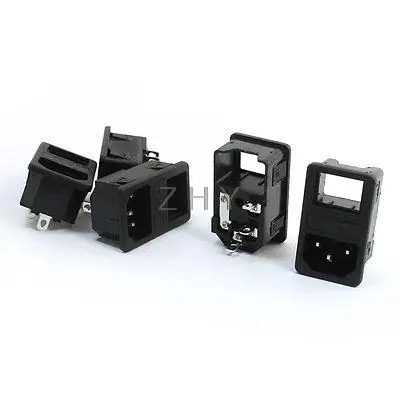 

5 Pcs AC 250V 10A 3 Pins IEC320 C14 Male Plug with Fuse Holders