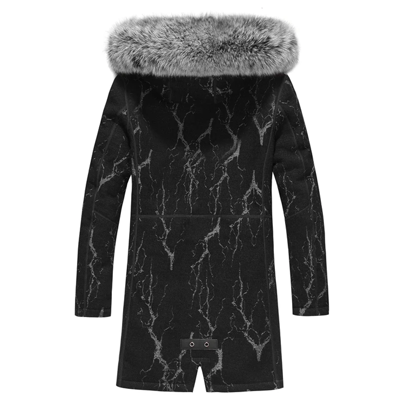 Winter sheepskin Jackets Leather Coat Men's fox Fur HoodedJackets Thicken men winter coat Plus Size 4XL