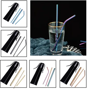 

Metal Drinking Straw Reusable Straw Portable Stainless Steel Straw with Case and Brush for Travel Outdoor #5