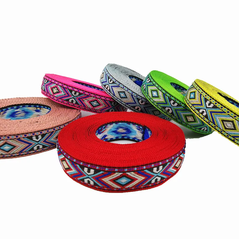5/8" 18mm 5 Yards Geometry Woven Jacquard Ribbon for DIY Pet Collar Garment Accessories ribbon decoration ribbon supplies sewing ribbon