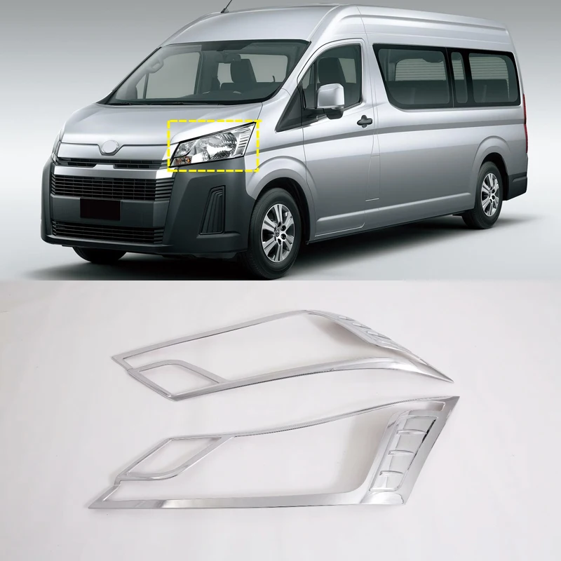 

High flying For Toyota HiAce H300 Sixth gen 2019-2020 Head Light Lamp Cover Trim ABS 2pcs Car accessories 2pcs