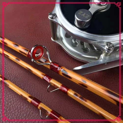 ZHUSRODS леопардовая расцветка бамбуковая удочка 6'" 4wt
