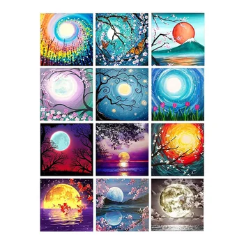 

DIY 5D Diamond Painting Kit for Adults Diamond Art Kit,Paint with Diamonds Embroidery Painting Cross Stitch-Moon and tree