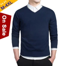 MuLS 11,11 Хлопковый пуловер с v-образным вырезом, мужской свитер, джемпер для осени и зимы