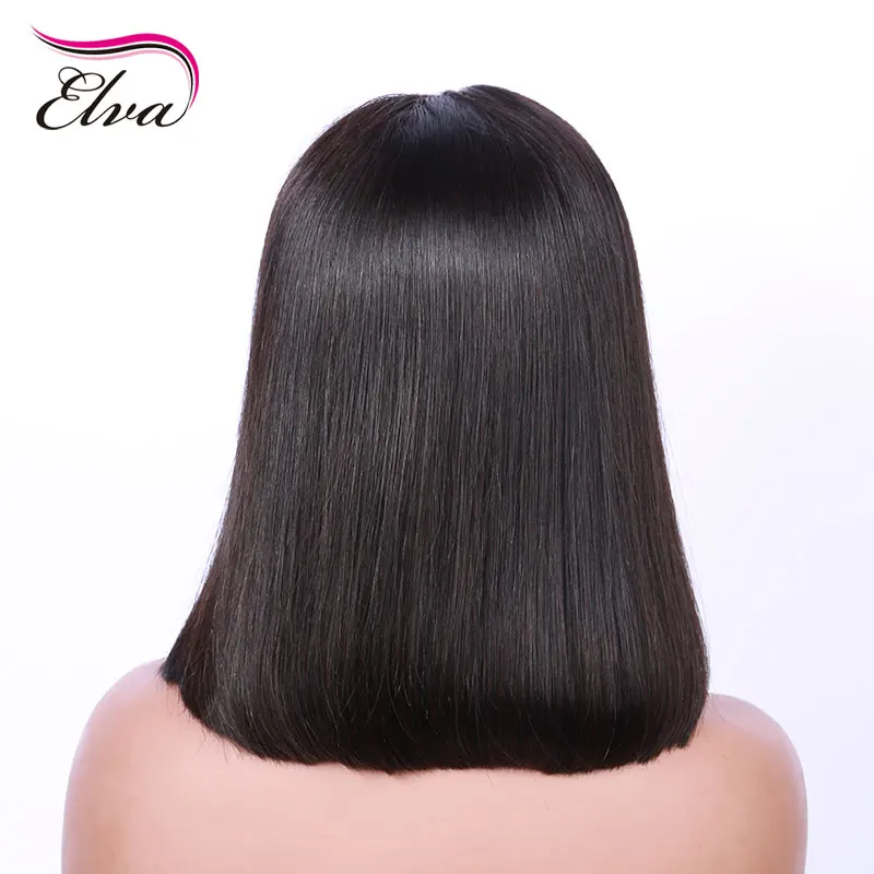 Elva Short Bob Glueless Full Lace Human Hair Wigs Pre Plucked With Baby Hair For Black Women Brazilian Remy Straight Hair Wig