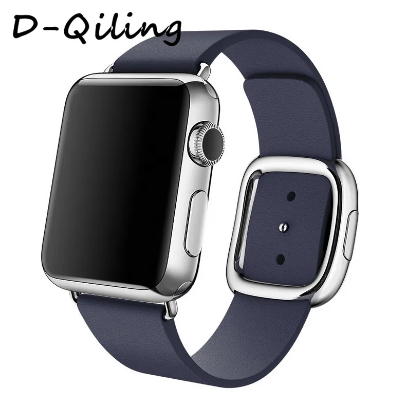 D-Qiling ремешок из натуральной кожи для apple Watch band 4(iwatch 5) 44 мм 40 мм apple watch 3 2 1 ремешок 42 мм 38 мм современные ремешки с пряжками