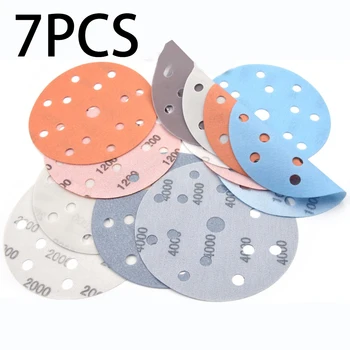 

7pcs Polishing Sand Paper 6inches 150mm 15 Hole Wood Polisher Sandpaper FV Ultra Fine Wet Dry Hook Loop Sanding Discs
