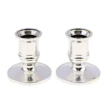 

2020 Brand New One Pair Of Plastic Candle Base Holder Pillar Candle Stick Stand Support Silver