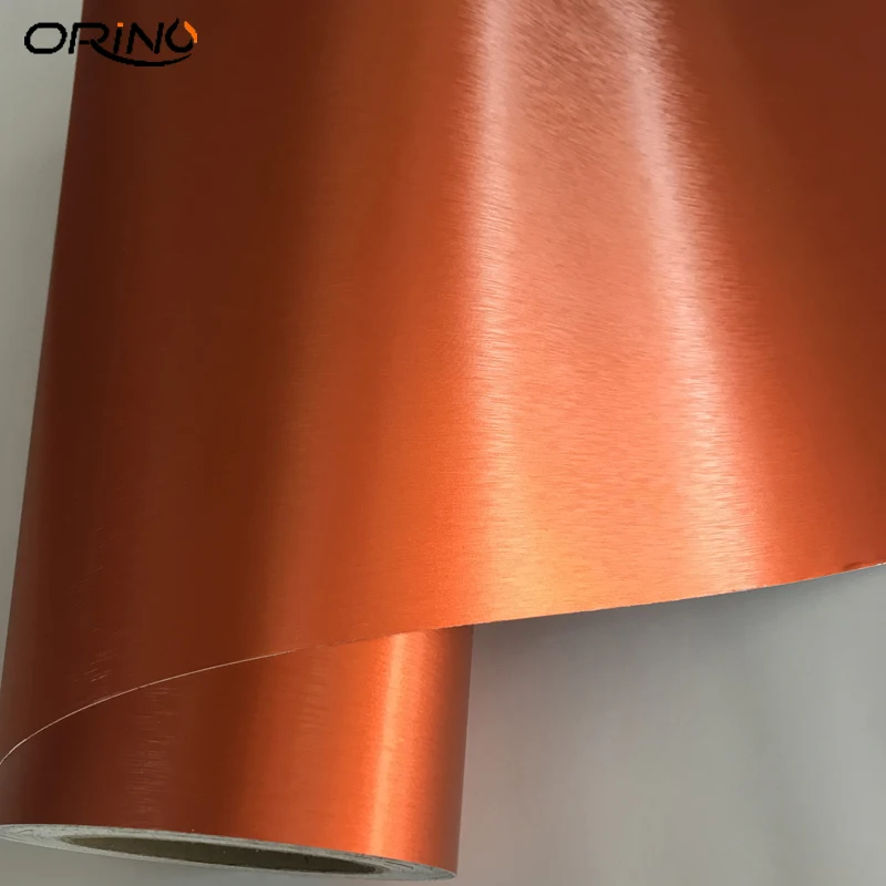 Brushed Metallic Orange Vinyl Wrap Sticker-1