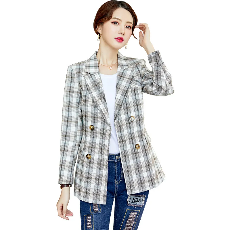 

Plaid Women Blazers Female 2019 Spring and Autumn Long Sleeve Slim Fit Coat Blazers for Formal Office Clothes HHJ801933