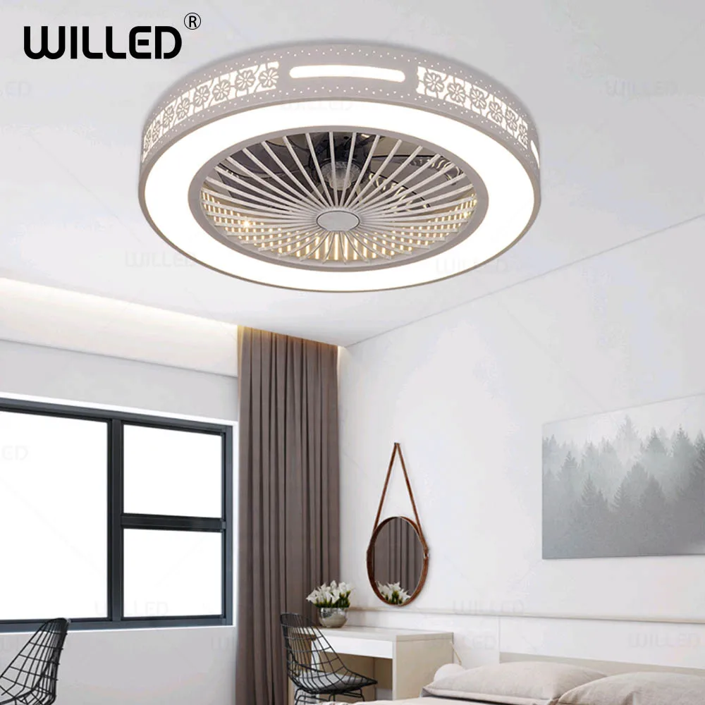 

Ceiling Fan Lamp Remote Control With Controller Modern Led Lights 55cm White Light Room Lighting Living Bedroom 220v