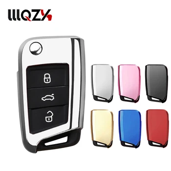

Soft TPU Protection key Case Cover for VW Volkwagen TIGUAN L Golf GTE 2017 Skoda Octavia car Styling Key Rings Shell Case
