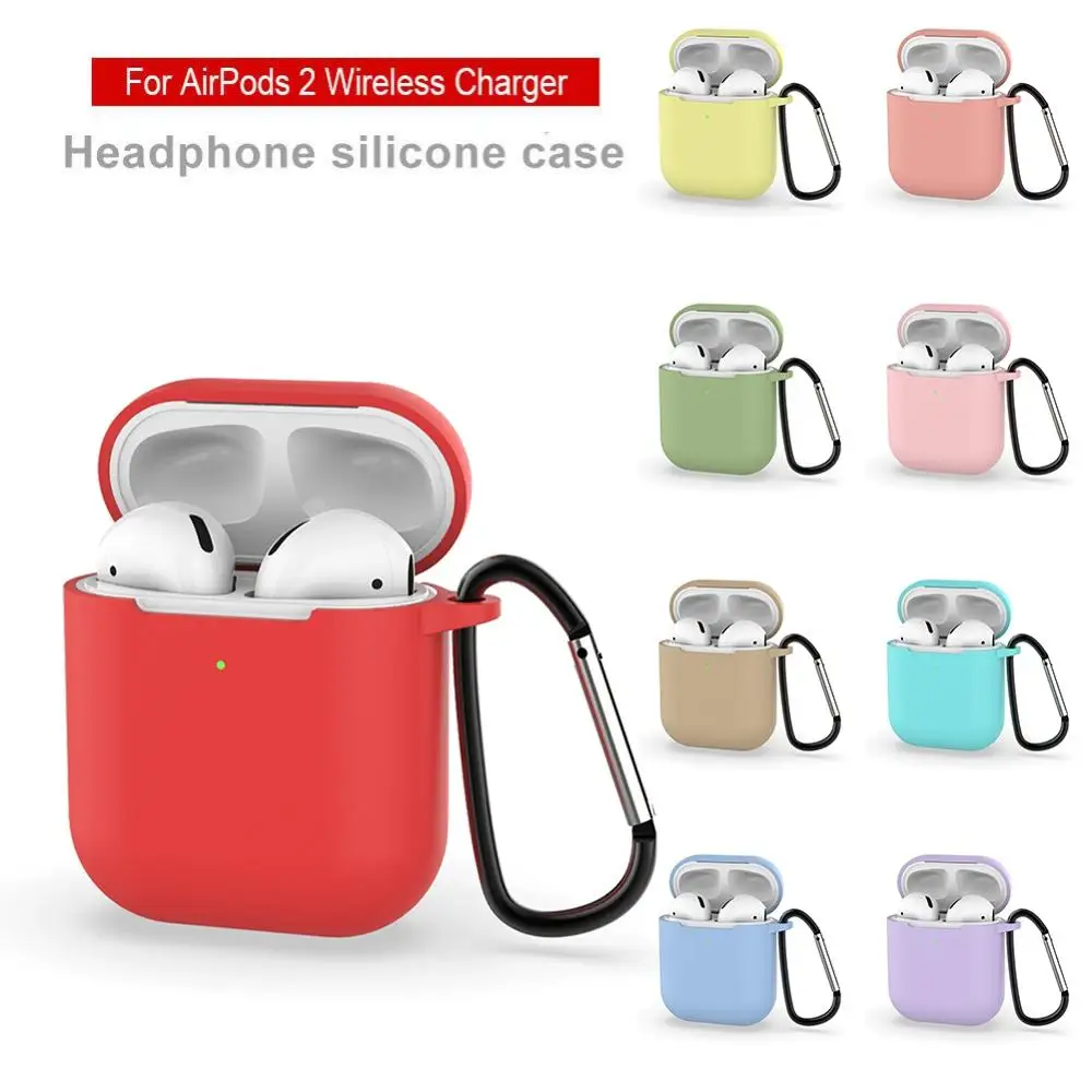 Горячий защитный чехол для наушников airpods 2-го Поколения Портативный Силиконовый чехол протектор для наушников с карабином