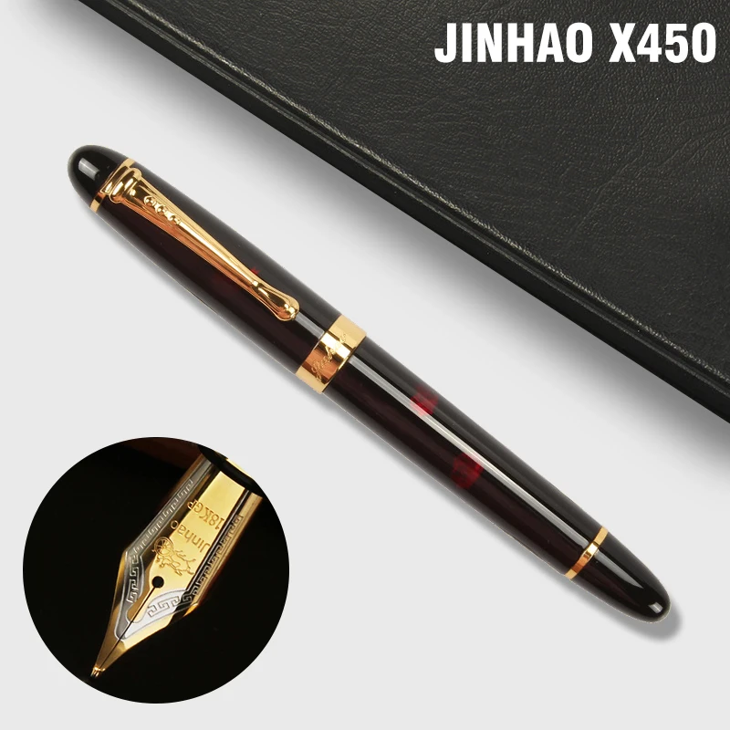 Jinhao X450 Золотая отделка черная с фейерверком авторучка 0,7 мм перо с широким основанием авторучка для школы и офиса канцелярские принадлежности