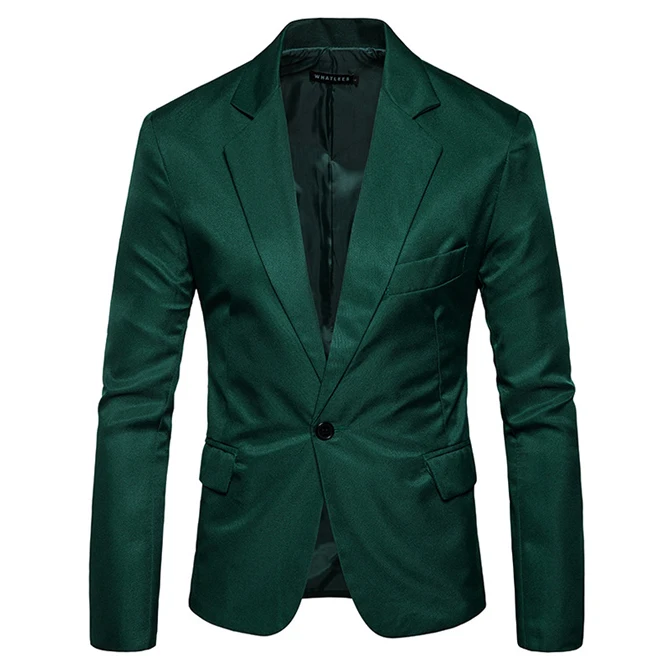 Green Королевский синий одна кнопка Slim Fit Мужской бейзер пиджак бренд заостренный лацкан воротник для мужчин люкс Повседневные Вечерние свадебные блейзеры Hombre - Цвет: Green