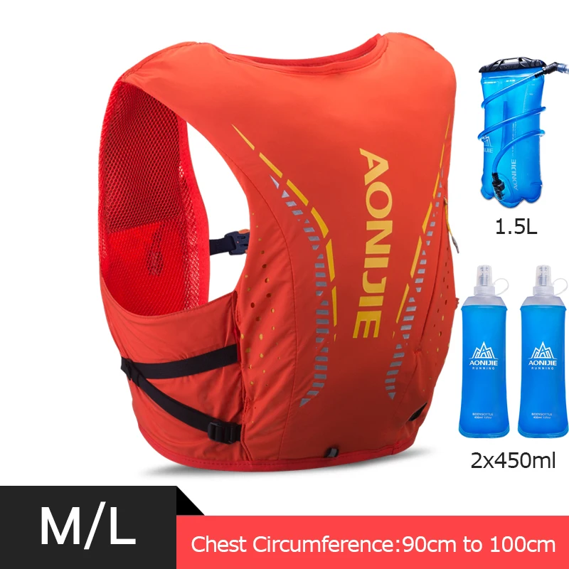 ML Orange Set AONIJIE C958 легкий ультра жилет 8L Гидратации Рюкзак Пакет сумка мягкая вода мочевого пузыря колбы походные тропы бег марафон гонки - Цвет: ML Orange Set