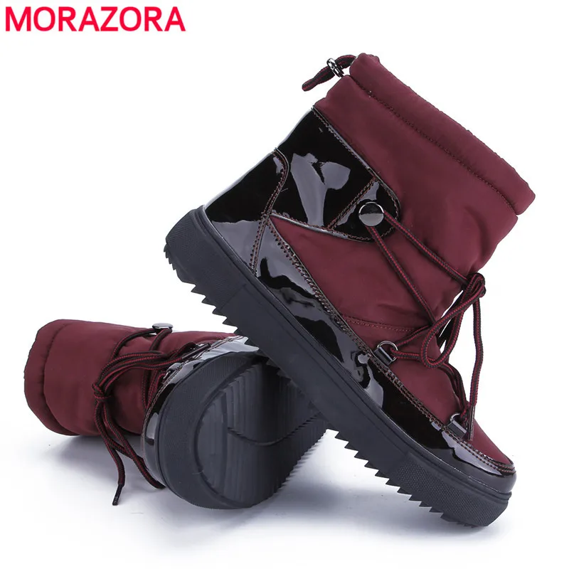 MORAZORA/ г., новые зимние ботинки женские зимние ботинки наивысшего качества женская теплая обувь с толстым мехом Модные ботильоны для девочек