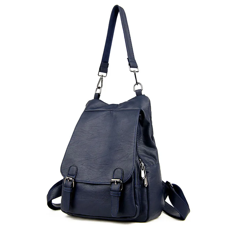 Blue2 Aosbos, женский рюкзак из мягкой кожи, модная повседневная Наплечная Сумка, рюкзаки, вместительные школьные сумки, одноцветная сумка - Цвет: Blue2