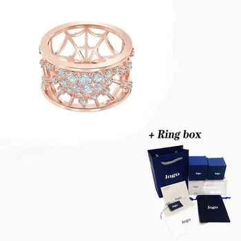 

Fashion Trend SWA New PRECISELY Ring Rose Gold Elegant Charm Spider Web Decoration Female Engagement Ring Jewelry Romantic Gift