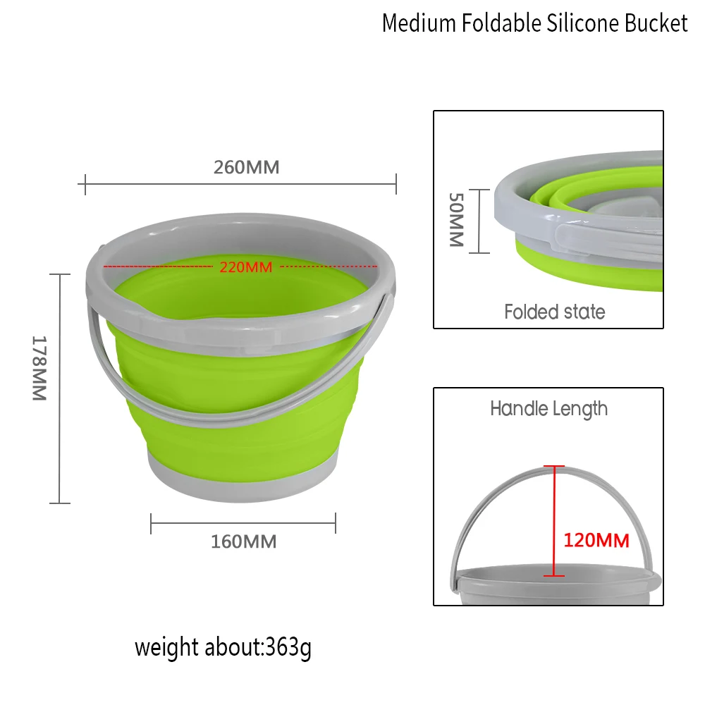XYj Силиконовое складное ведро, большое складное ведро для рыбалки, кемпинга, автомобиля, портативное складное ведро для хранения - Цвет: B.Small 22CM