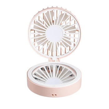 

Folding Handheld USB Portable Mini Charging Fan with Makeup Mirror Pink