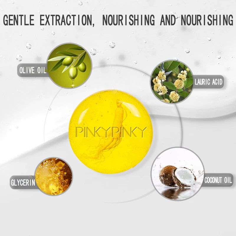 PinkyPinky Anti-mite handmade soap cleansing face deep cleaning sea salt essential oil ginseng soap foaming net