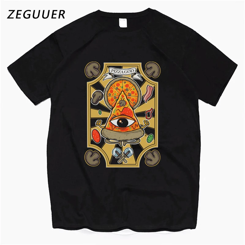

Pizza God Men T-Shirt Plus Size Clothes Printed Short Sleeve Shirts High Quality T Shirt Casual Men'S Clothing Boyfriend Gift