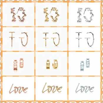 

S925 Sterling Silver Earrings Olive Leaf Roman Numerals High Quality 1:1 With Logo Women Valentine Day Gift Jewelry