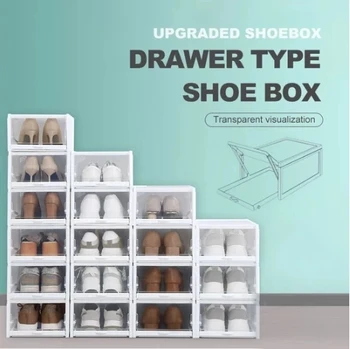 

New Push Drawer Type Shoe Box Shoe Organizer Drawer Transparent Plastic Shoe Box Household Family Home Accessories Drop shipping