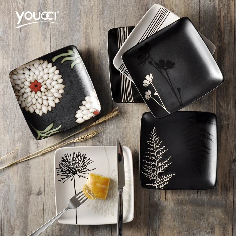 

Creative Japanese ceramic plate home dishes and plates sets small fresh dessert tableware dinner plates