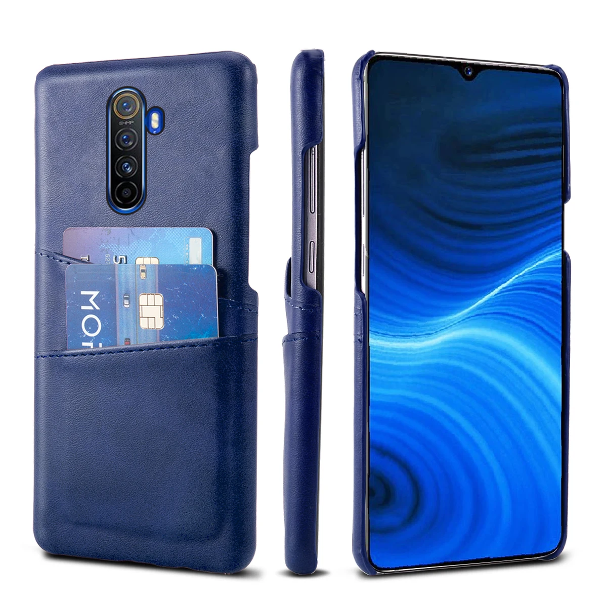 Чехол для Oppo Realme X2 Pro из телячьей кожи и искусственной с отделением карт защитный
