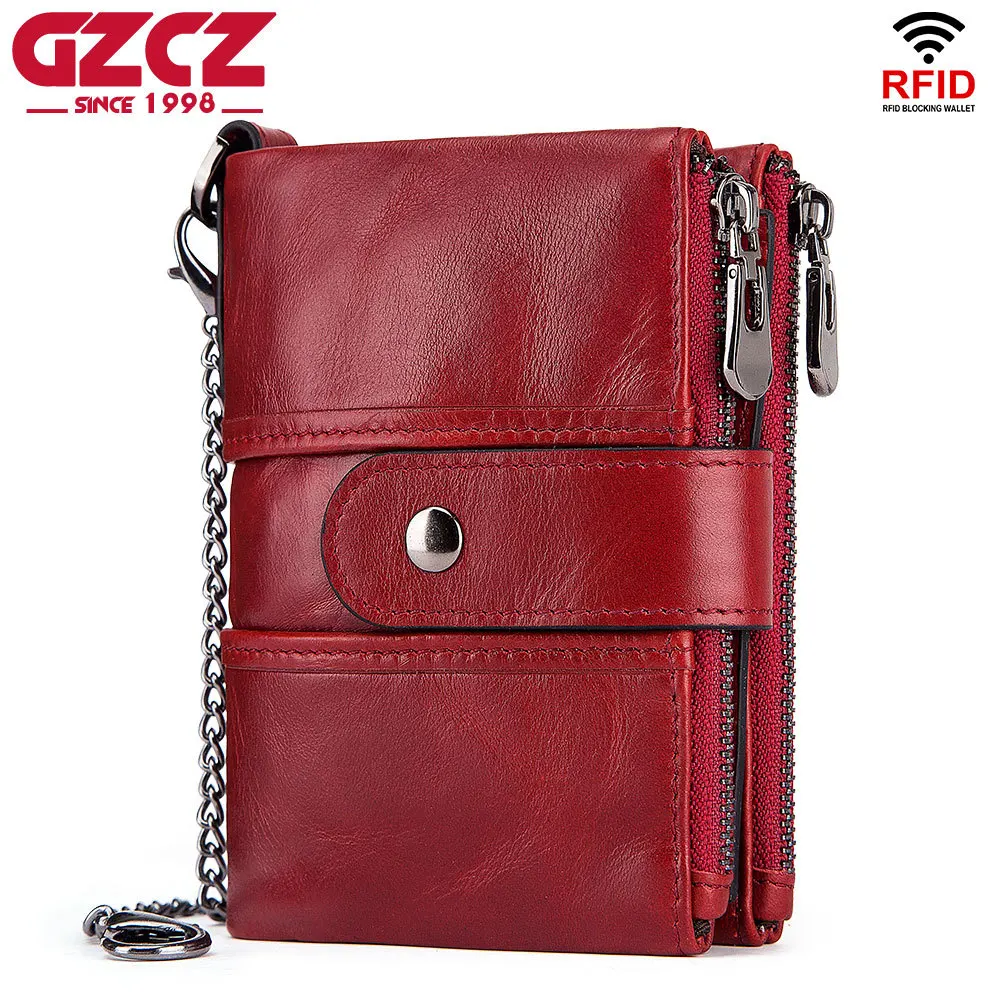 

Leather wallet double zipper multi-function multi-card pocket for women