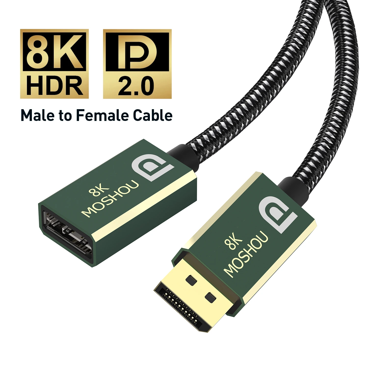 Macho ao Cabo de Extensão Fêmea Uhd 8k @ 60hz 4k @ 120hz Ultra Velocidade 48gbps Hdr para o Cabo do Adaptador do Projetor Hdtv Displayport2.0