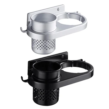 

Retro Wall-Mounted Hair Dryer Rack,with Bathroom Cup and Hook
