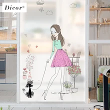 Новинка, красивая девушка, витражная пленка, плакат, виниловая оконная наклейка, декоративные пленки, стеклянная дверь для комнаты для девочек, без клея BLT1095