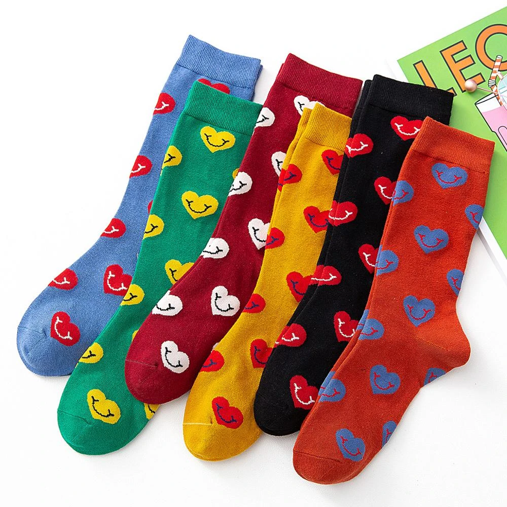 Aislar descuento Kent Calcetines divertidos de algodón para mujer, calcetín de dibujos animados  en forma de corazón, Smiley, estilo coreano, 12 piezas = 6 par/lote| Calcetines| - AliExpress