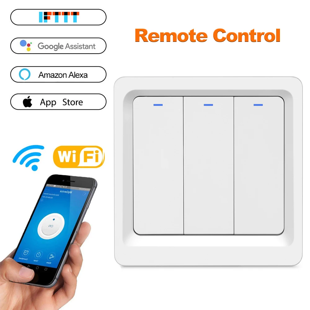 

WiFi Smart Light Switch Push Button Smart Life/Tuya APP Remote Control Works with Alexa Google Home for Voice Control 1/2/3 Gang