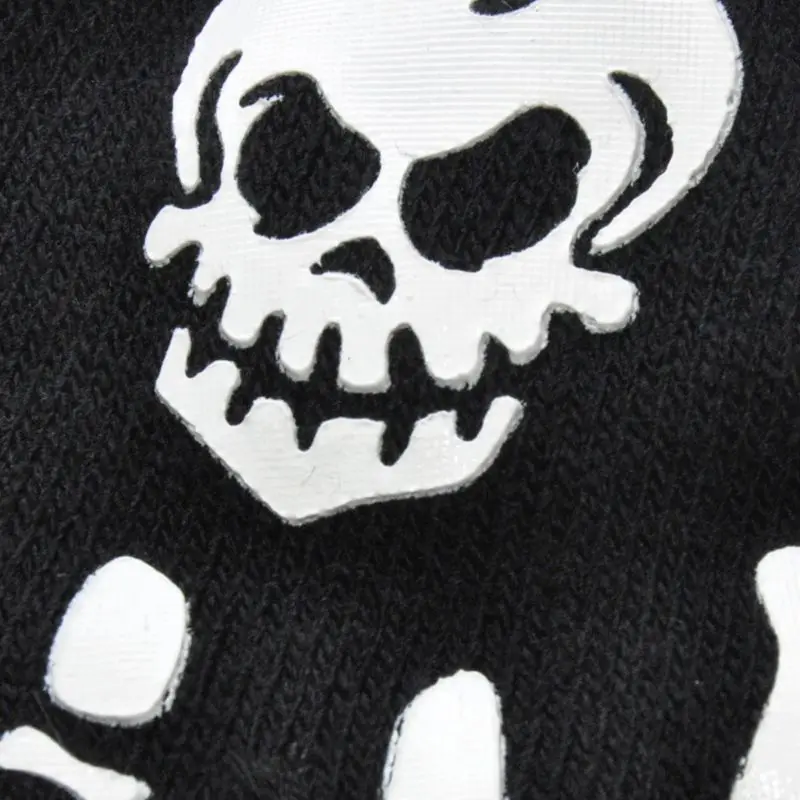 Unisex Adult Halloween Skeleton Skull Half Finger Gloves Glow in the Dark Fingerless Stretch Knitted Winter Mittens