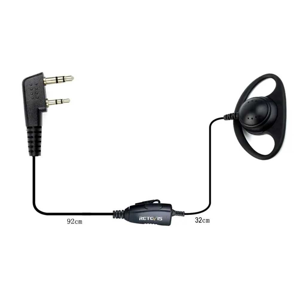 Retevis K-316 D Shape 2Pin Soft Ear Hook Earpiece Headset Microphone For Retevis Baofeng Kenwood H-777/RT-5R/RT1/RT2/RT5 /888s