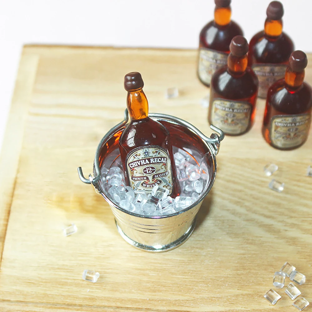 1Pcs 1/12 Dollhouse Miniature Accessories Mini Resin Whisky Wine Bottle Simulation Model Toys for Doll House Decoration ob11