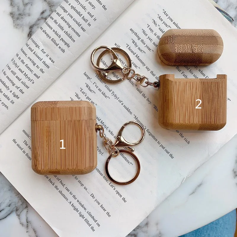 Pure Wood Bamboo для Airpod чехол Hoesjes наушники Беспроводная зарядка коробка для Airpods 2 брелок Брелок чехол