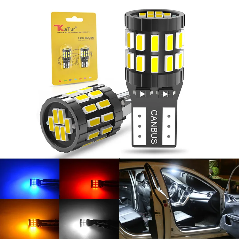 Katur 10Pcs T10 LED Canbus W5W LED Bulb Auto Lamp 3014 30SMD Car Interior  Light 194 168 Light Bulb White Red Yellow No Error 12V - AliExpress