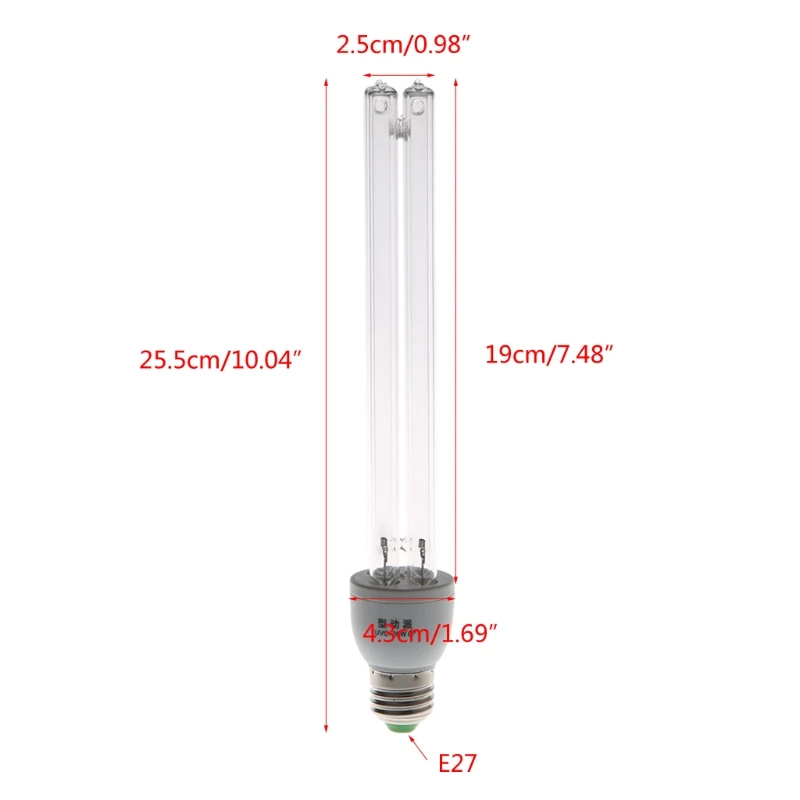 Прямая поставка 20W E27 AC 220V УФ-светильник UVC ультрафиолетовая дезинфекция озона Стерилизация лампы