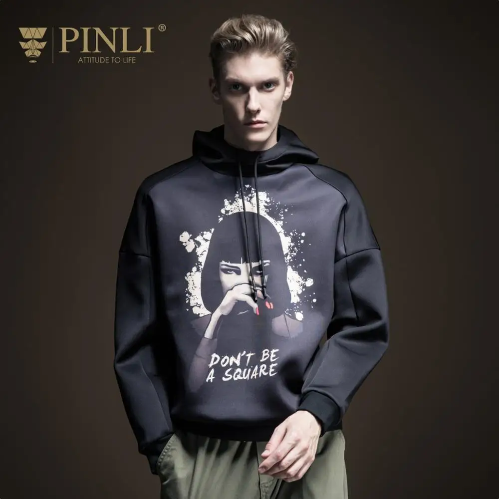 Moleton Masculino Rushed Palace Pinli Fall 2019 New Men's Wear Printed Half-high Collar And Hat Cover Guard Tide B193309146 | Мужская