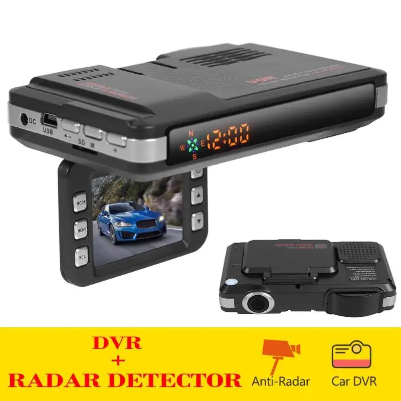 Автомобильный видеорегистратор, автомобильный голосовой сигнал Предупреждение, радар-детектор, gps видео регистратор X K Ka Band, русская версия на английском языке